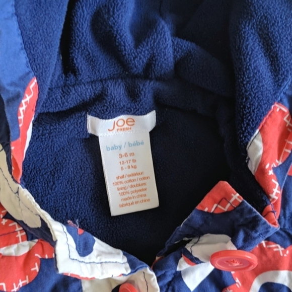 joe fresh retro floral fleece-lined spring jacket 3-6 months baby girl - Picture 4 of 6